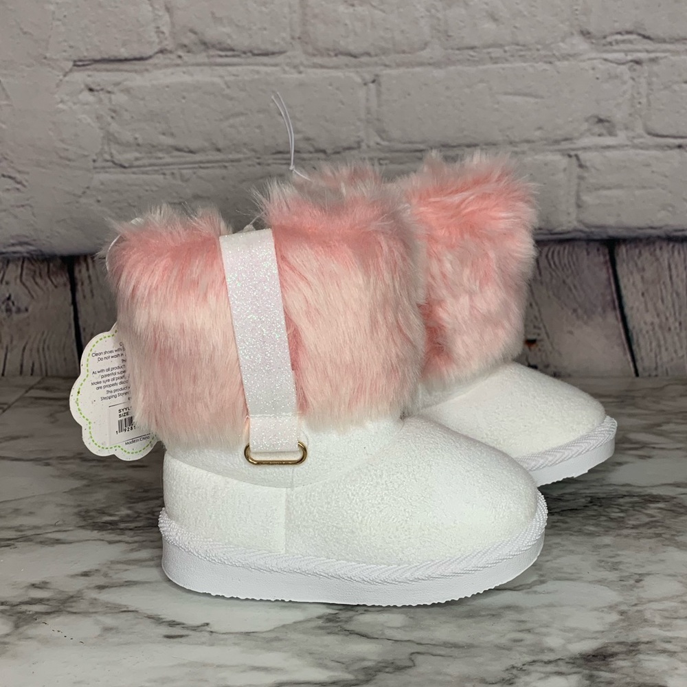 Toddler White Faux Boots